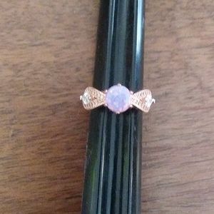 10 karat rose gold over silver pure jelly opal ring